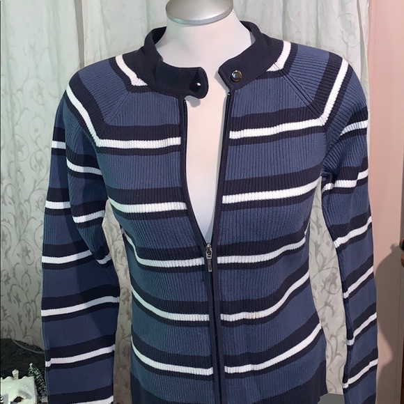 sweater blue,dark blue and white, with zipper - Picture 3 of 13